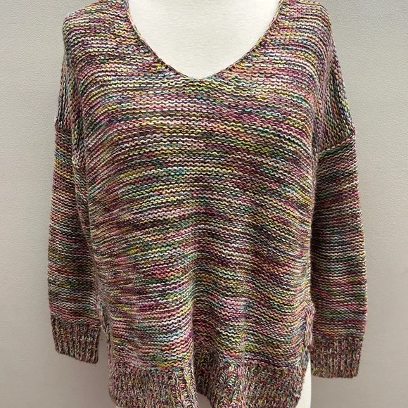 For The Republic Multicolor Rainbow V-Neck Sweater - Picture 2 of 9